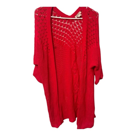 Lucky Brand Sweaters - Lucky Brand Red Knit Cardigan Medium